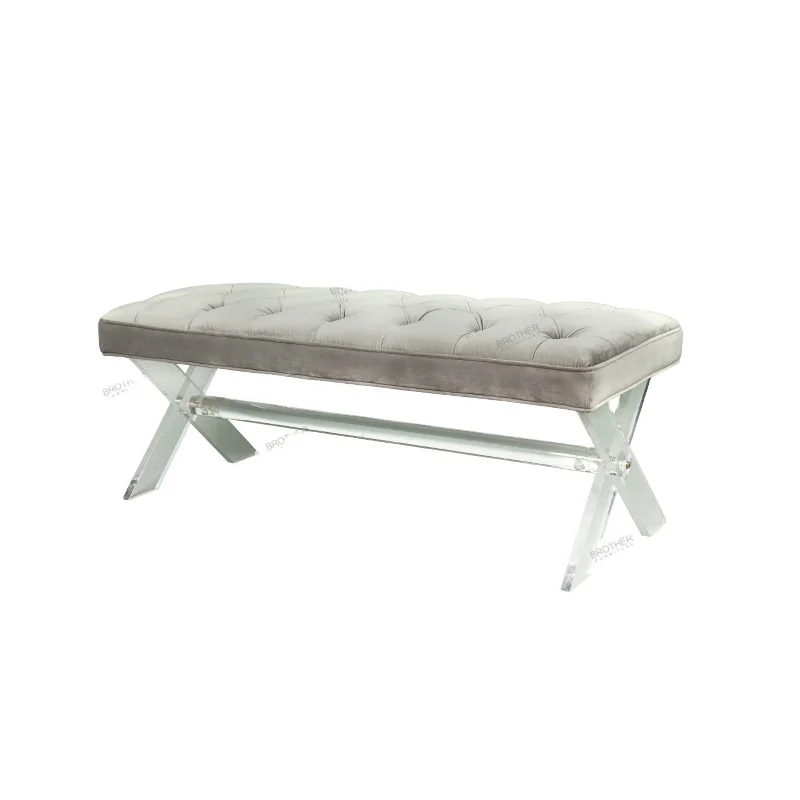 Living room antique comfortable convenient velvet ottoman bench bedroom bed end bench