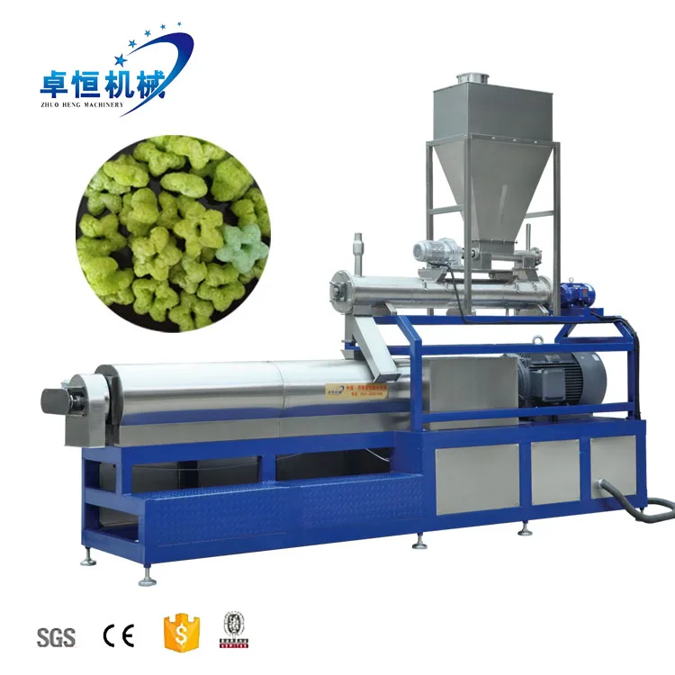 extrusion corn flex instant puff crunch cereal snacks food extruding machines process plant producing line