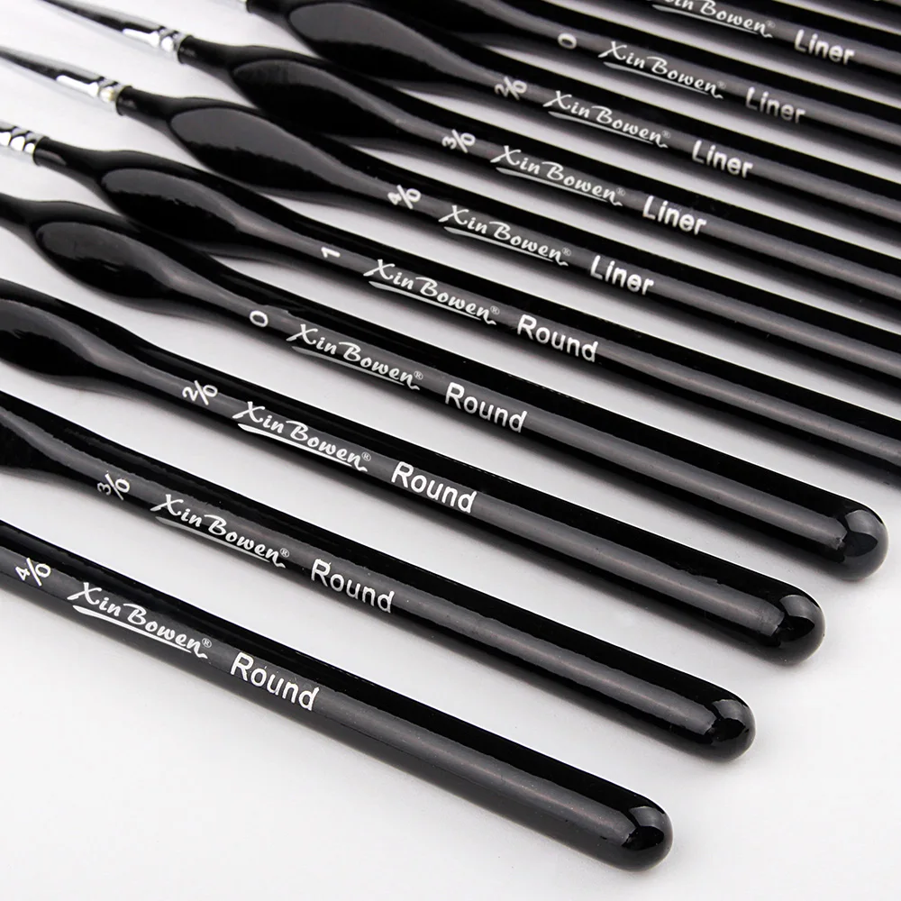 Xin Bowen 15 pcs Many different brush heads with plastic tube Combination Nylon Hair Liner Nail Brush Set Acrylic Paintbrushes