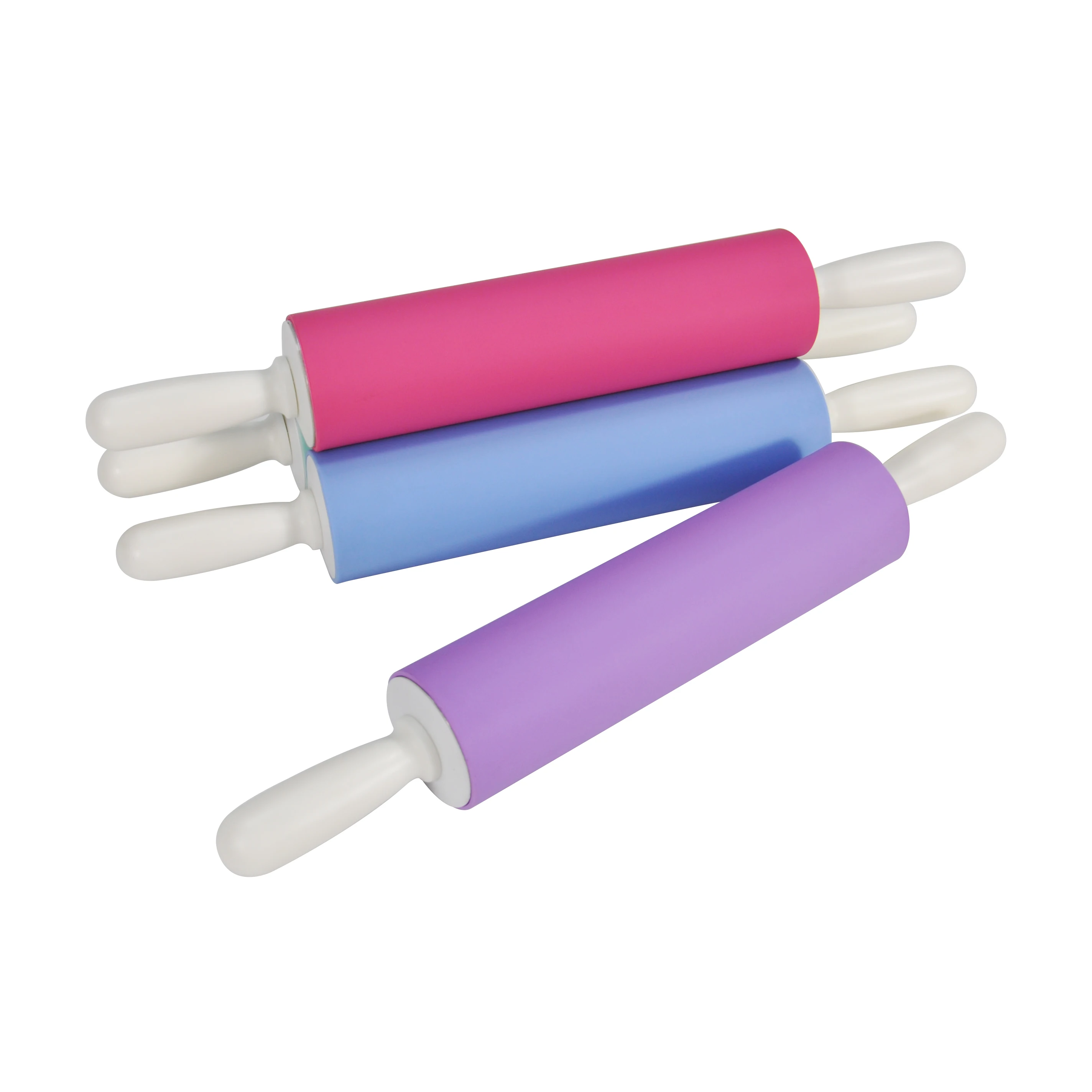 Food safe grade silicone dough rolling pin silicone roller pin with plastic handles