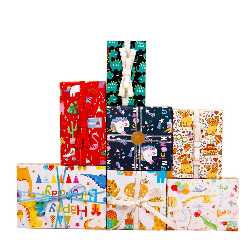 Factory direct sales of children dinosaur animal birthday party kids gift box wrapping paper