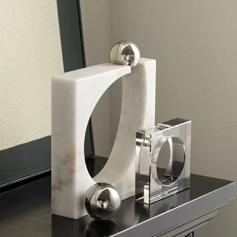 Villa Study Marble Furniture Accessories Marble Crystal Geometric Ornaments