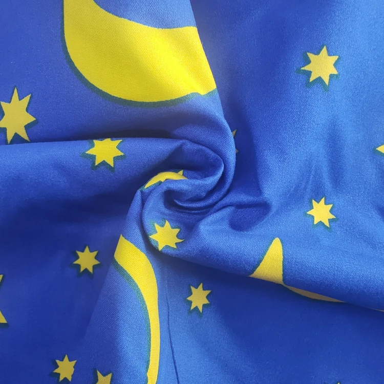Starry Sky Style Stars And Moon 100 Polyester Textile Disperse Pigment Fabric Low Price