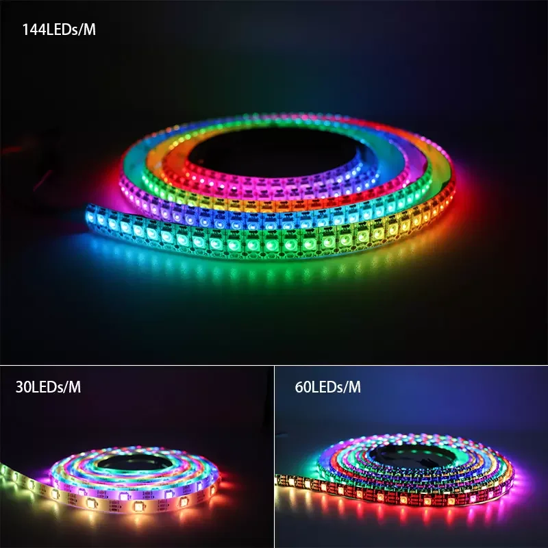 2812 RGB LED Pixels Strip 5050 Built-in WS2812B Smart IC IP30/65/67 Waterproof 30 60 144 LEDs/M Addressable Flexible Light Bar