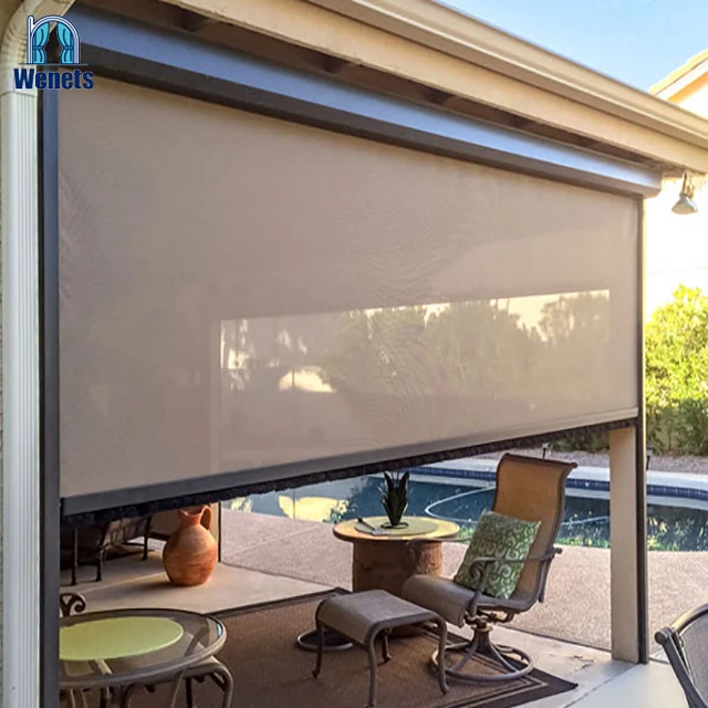 Outdoor Windproof Roller Blind Manual Motorized Exterior Blinds