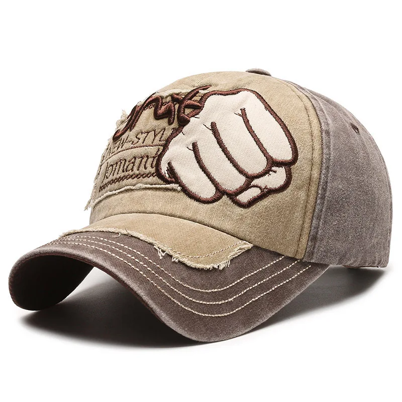 Hot Selling Denim Baseball Hat Men Trendy Women  Korean Style Washed Old Hole Letter Torn Duckbill Cap Spring and Summer Sun Hat