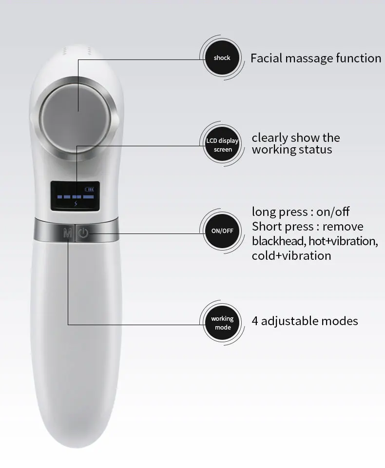 Top Quality Facial Treatment Machine Anti-Puffiness Skin Tightening White Color Blackhead Remover