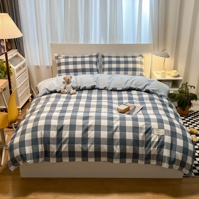Soft Summer Bedding Sets Personality Duvet Cover Check Bed Set