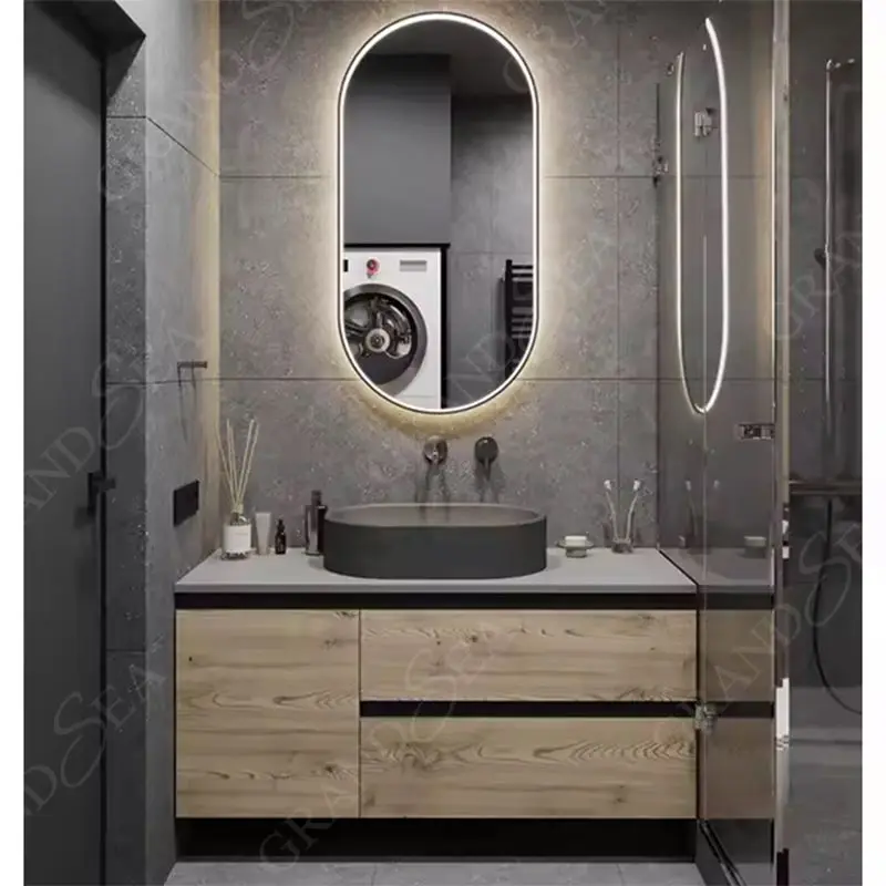 Modern Wood Bathroom Vanities Double Sink Waterproof Bathroom Cabinet