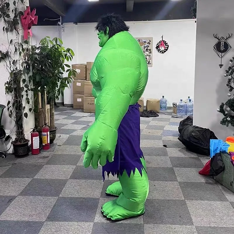 Outdoor Green Men Giant Inflatable Hulk Mascot Costume For Adult