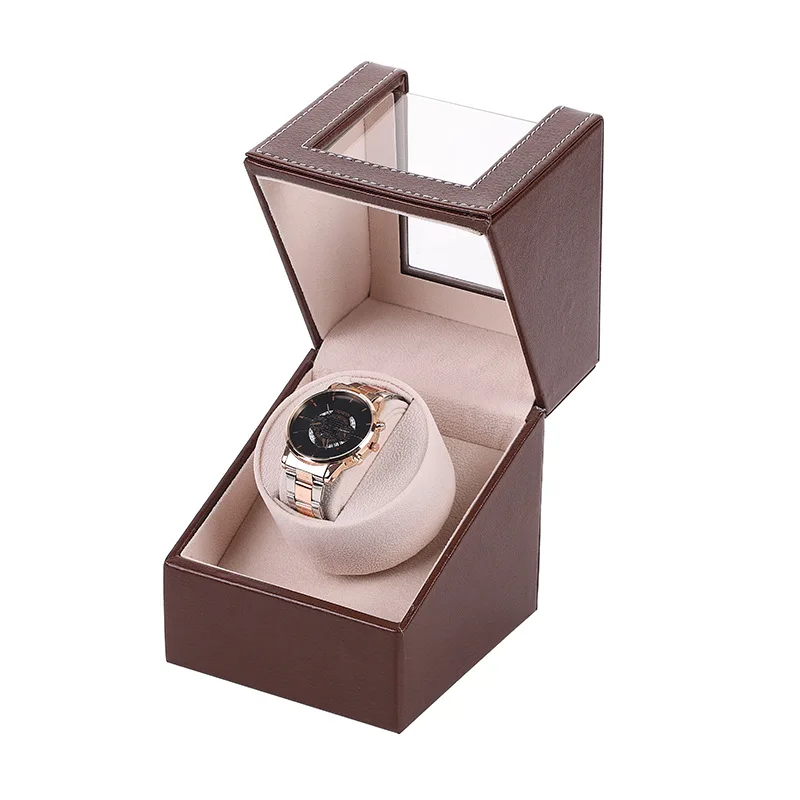PU Leather Watch Box DC And AA Battery Power Supply Rotating Display Box Watch Winder For Automatic Watch