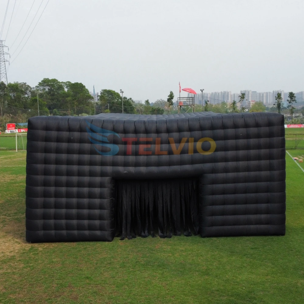 Black Portable Led Disco Lighting Nightclub Party Tent Inflatable Cube Party Tent Inflatable Nightclub Tent With Blower