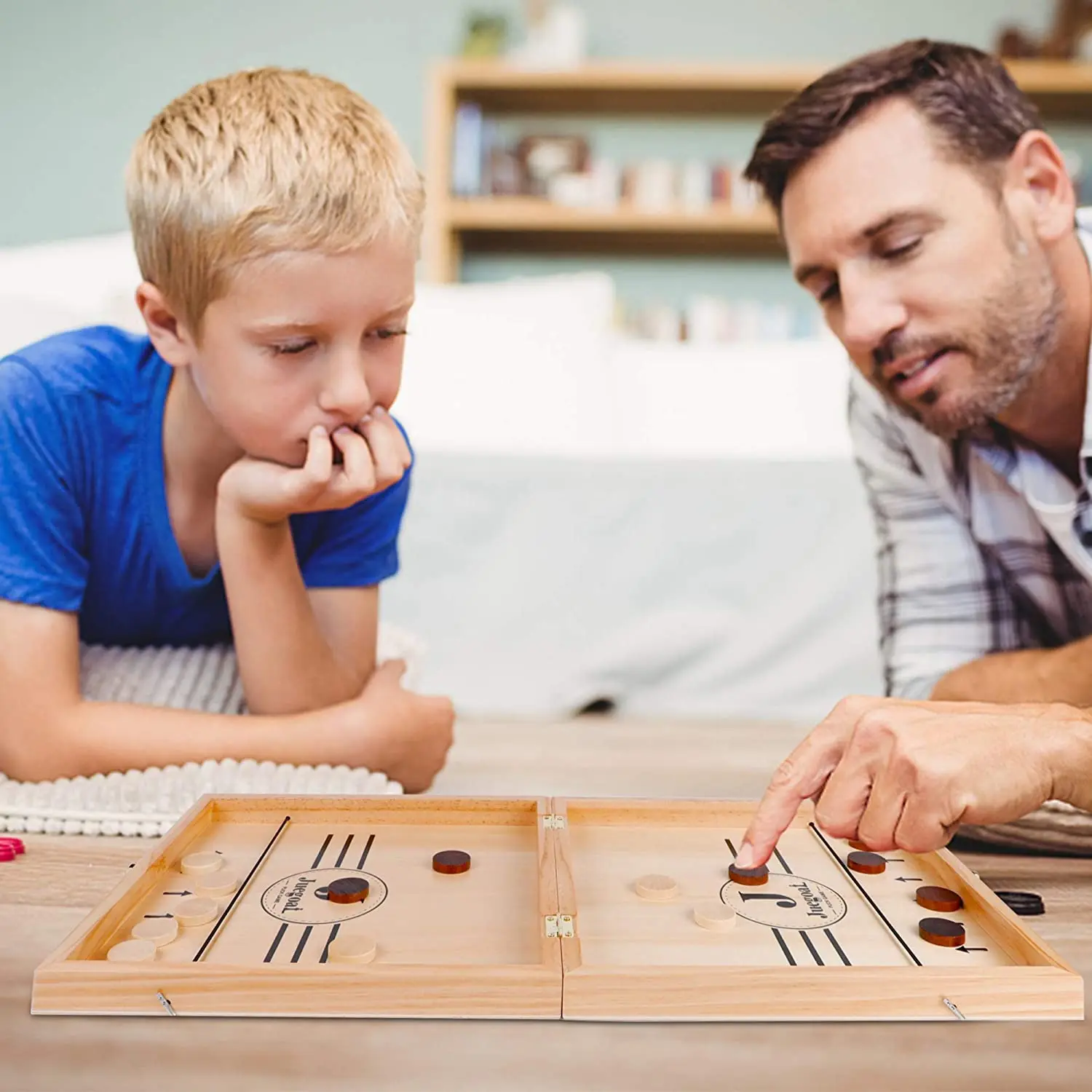 4-in-1 Wooden Fast Sling Puck Set Chess Checkers Tic Tac Toe Games  Folding Tabletop Chess Board Game Sets