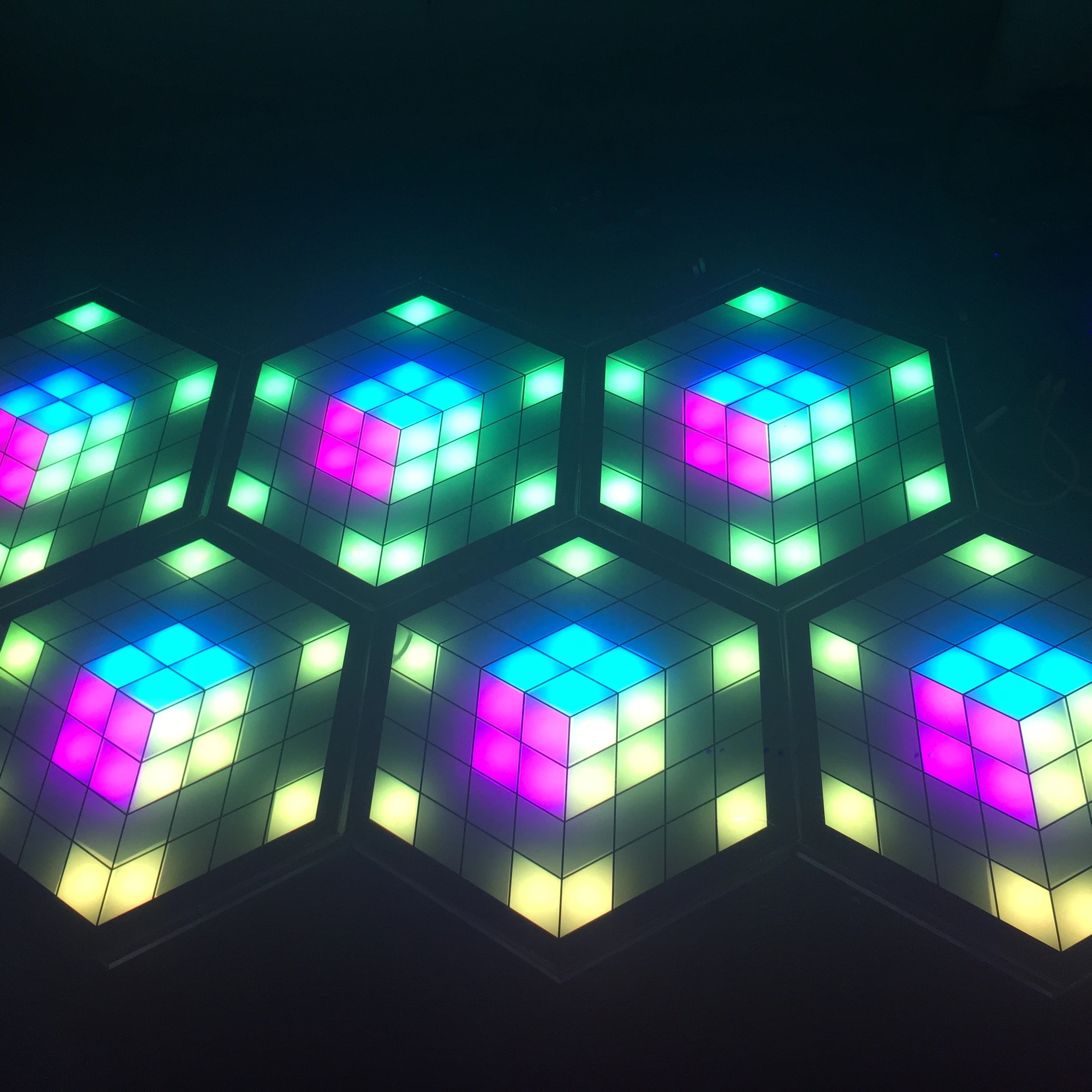 Magic Cube Event Stage Lighting Hexagon Shape 3d DMX512 Led Dance Floor for Night Club Party