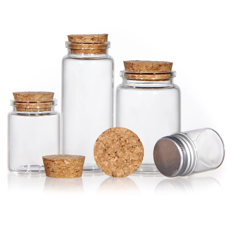 57 Diameter Clear Cork Glass Tube 80ml 200ml 380ml 550ml Glass Jars With Corks Wide Mouth Craft Containers Transparent Vials