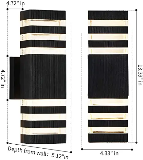 LED Up and Down Outdoor Wall Light 12W 3000K Warm White, Outdoor Waterproof LED Wall Lamp as Porch Light Fixture Waterproof