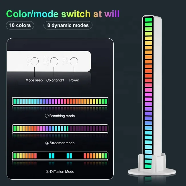 Перезаряжаемая Светодиодная лампа RGB с голосовым управлением музыкальный уровень пикап-лампа цветной ритмичный свет голосовой активацией