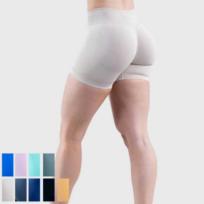 Wholesale 2024 gym shorts workout seamless yoga low waist shorts elastic contour butt womens seamless scrunch bum shorts