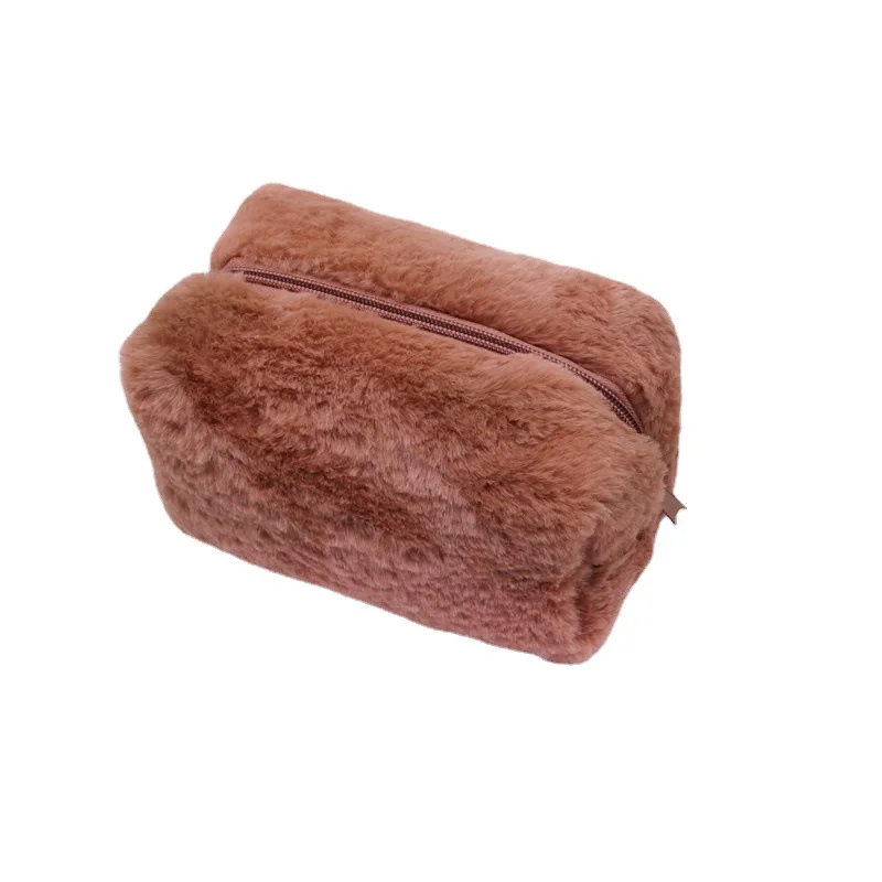 Fashion Soft Terry Cosmetic Bags Zipper Girl Make Up Pouch Plush Makeup Bag