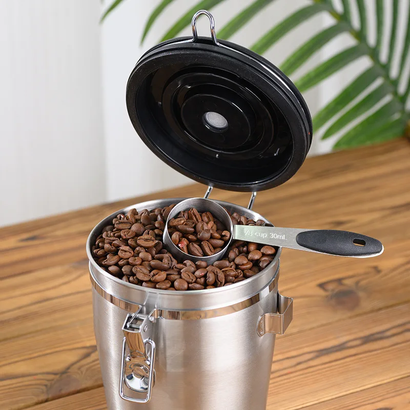 New Stacked Storage Box One Way Exhaust Valve Storage Tank Multi Color Stainless Steel Coffee Sealed Tank