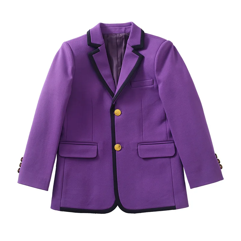 Custom European Style Design High Middle Purple Blazer Plaid Skirt Set Primary Kindergarten School Uniform for Girls