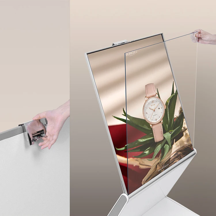 Высококачественный стеклянный держатель постера для бутика
