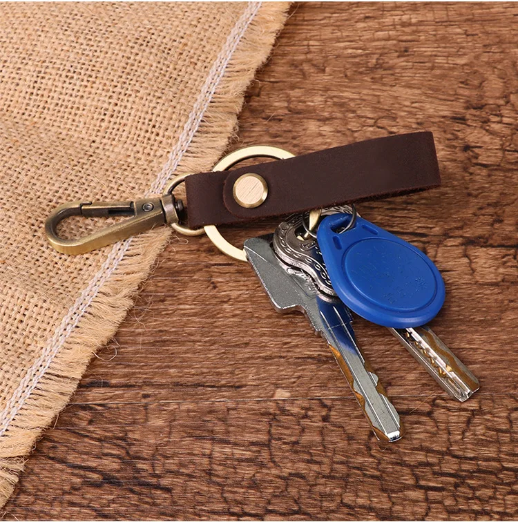 Wholesale Custom Logo premium leather keychain genuine leather keychain blanks