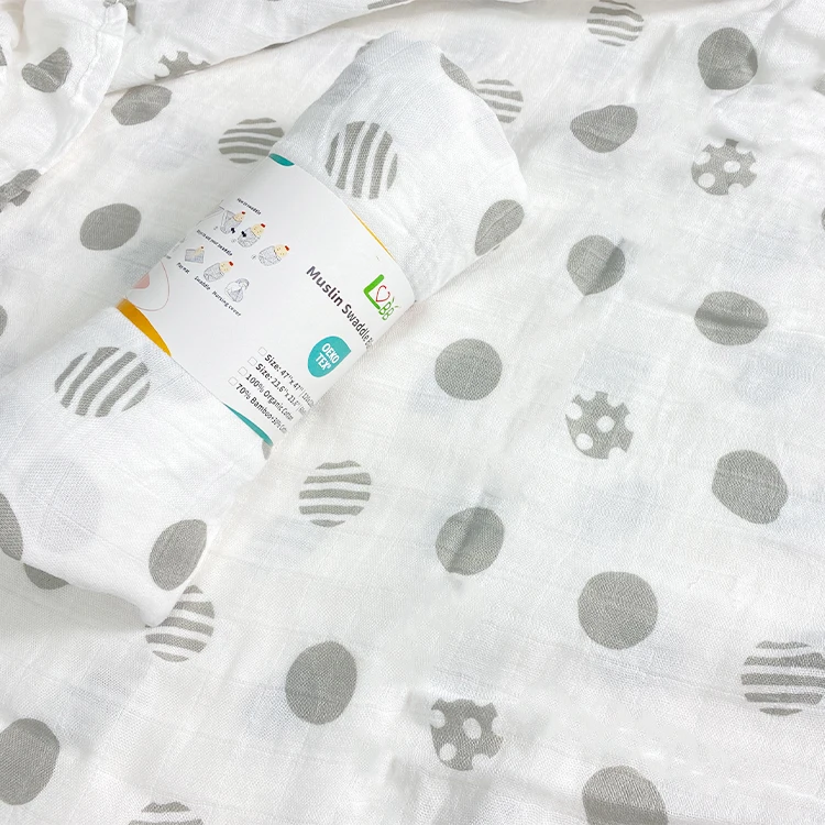 Customize 2 Layers muslin swaddle blankets oeko cotton fabric muslin baby swaddle blanket for sale