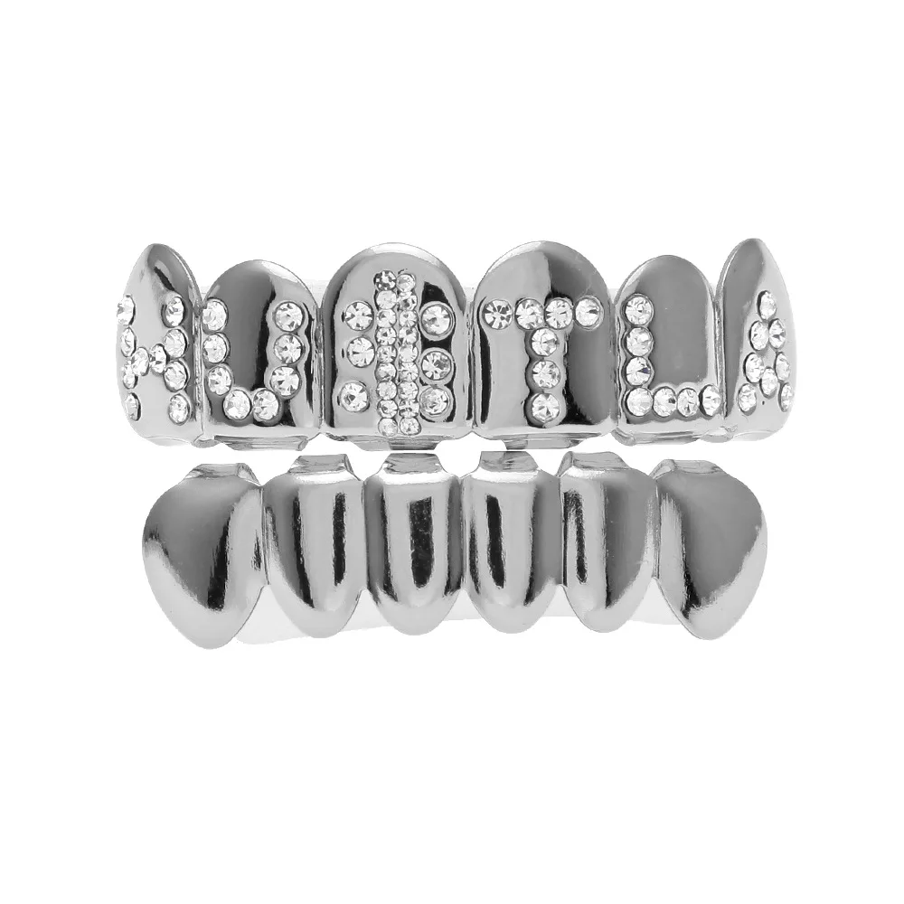 Новинка хит продаж медный хип-хоп золотые буквы алфавит зубы Grillz для людей