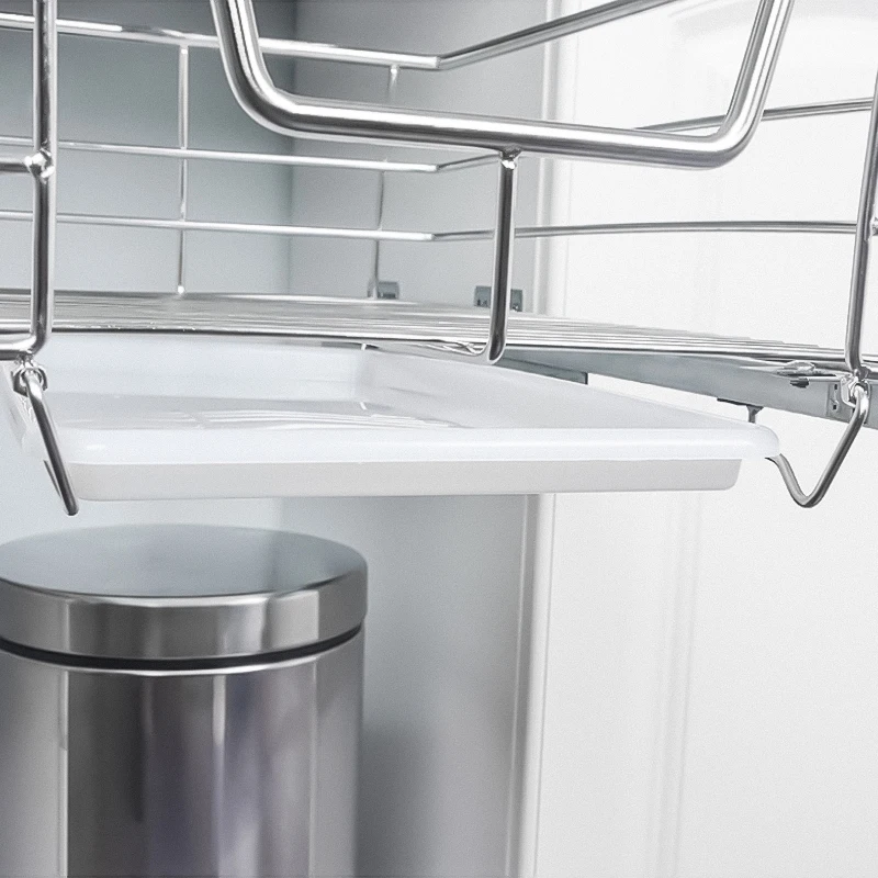 Kitchen Organizer Cabinet Pull Out Drawer Stainless Steel Storage Rack Systems Chrome Drawer Wire Basket