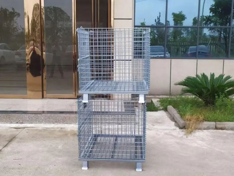 Detachable Steel Galvanized Mesh Transport Boxes Nestainer Argo Roll Container Industrial Storage Metal Containers