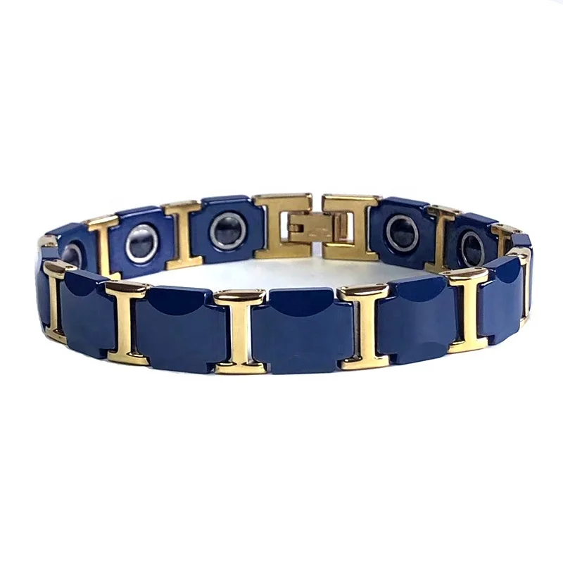 New fashion titanium steel for men and women with blue-black ceramic magnetic bracelet