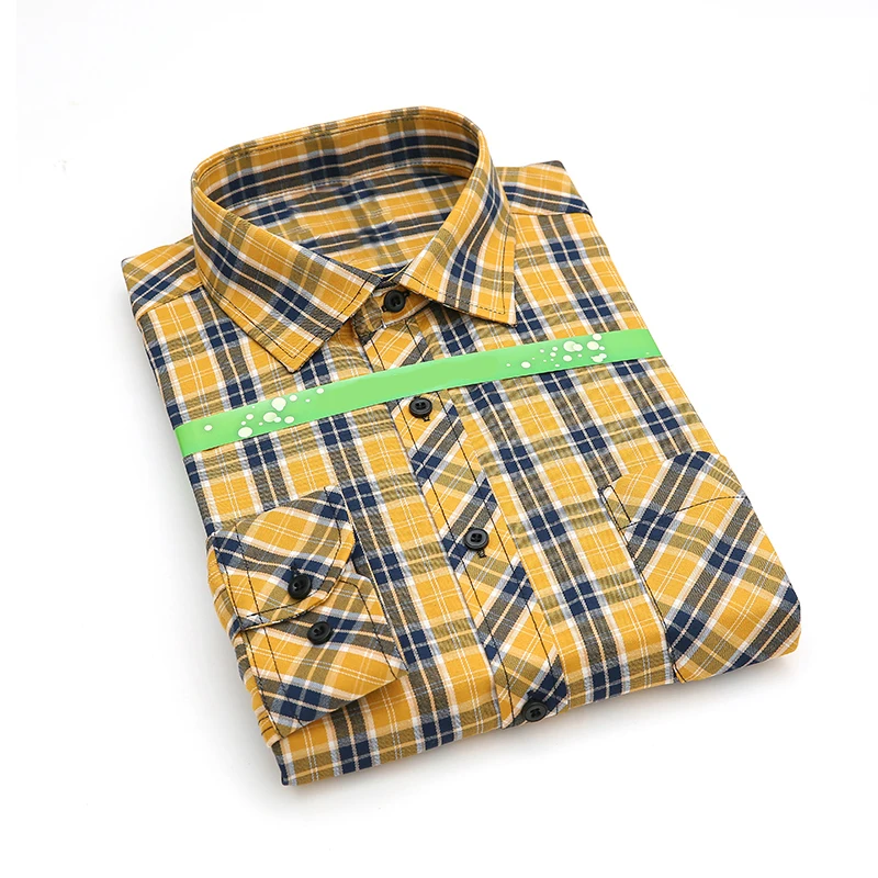 
Autumn Plaid Shirts Men Fashion Custom Logo Loose Casual Brushed Flannel Camisas Overshirts 