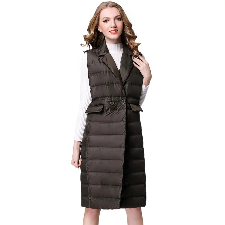
Factory direct winter sleeveless long waistcoats padded women down vests 