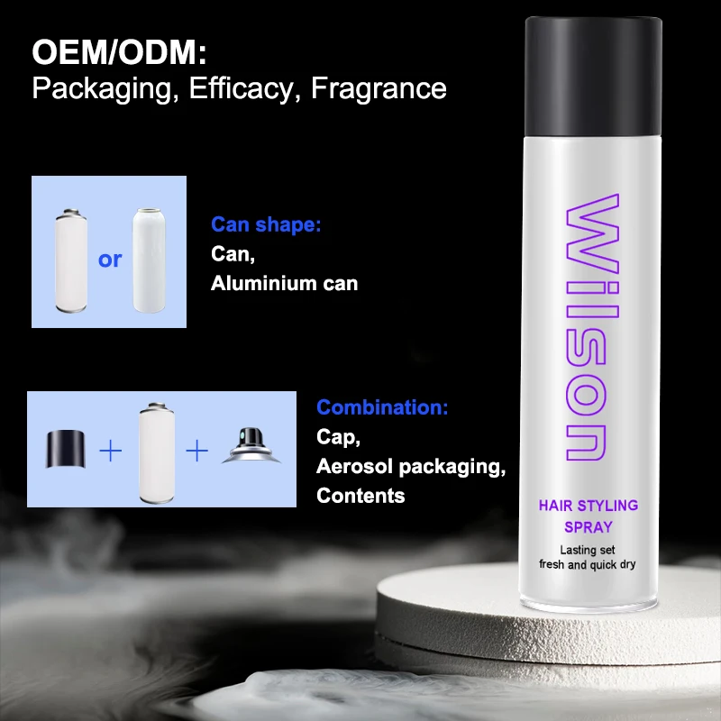 Aerosol cosmetics  Logo Custom Hair Glue Spray Lace Glue Remover hair fixing Spray Edge Hair Styling Spray Customized