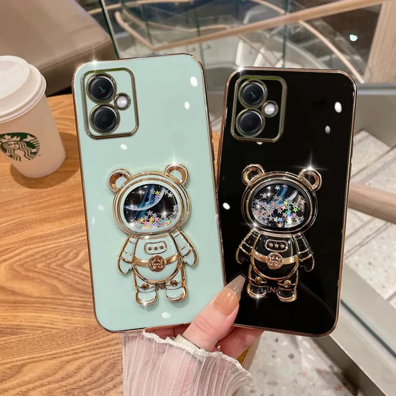 Чехол для Xiaomi Redmi Note 12 POCO X5 Pro 5G зыбучие пески космический медведь с покрытием подставка силиконовая Мягкая задняя крышка