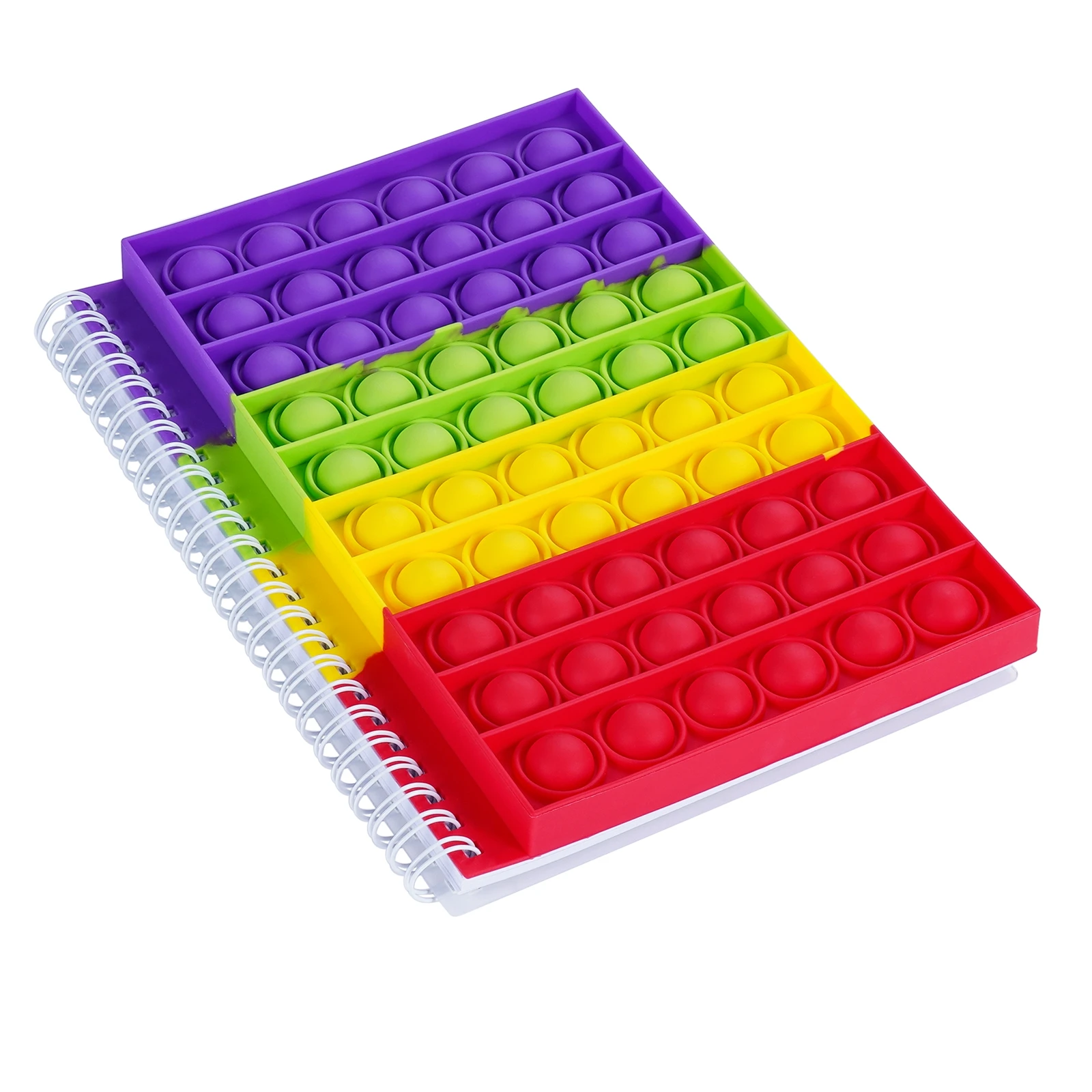 note book figet sensory a4 a5 tie dye silicone up anti stress cover popper push bubble  popit fidget toy pop notebook