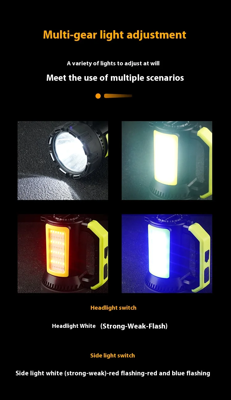 1600 Lumens Multifunctional Power Display Portable Searchlights Camping Light Waterproof Searchlight