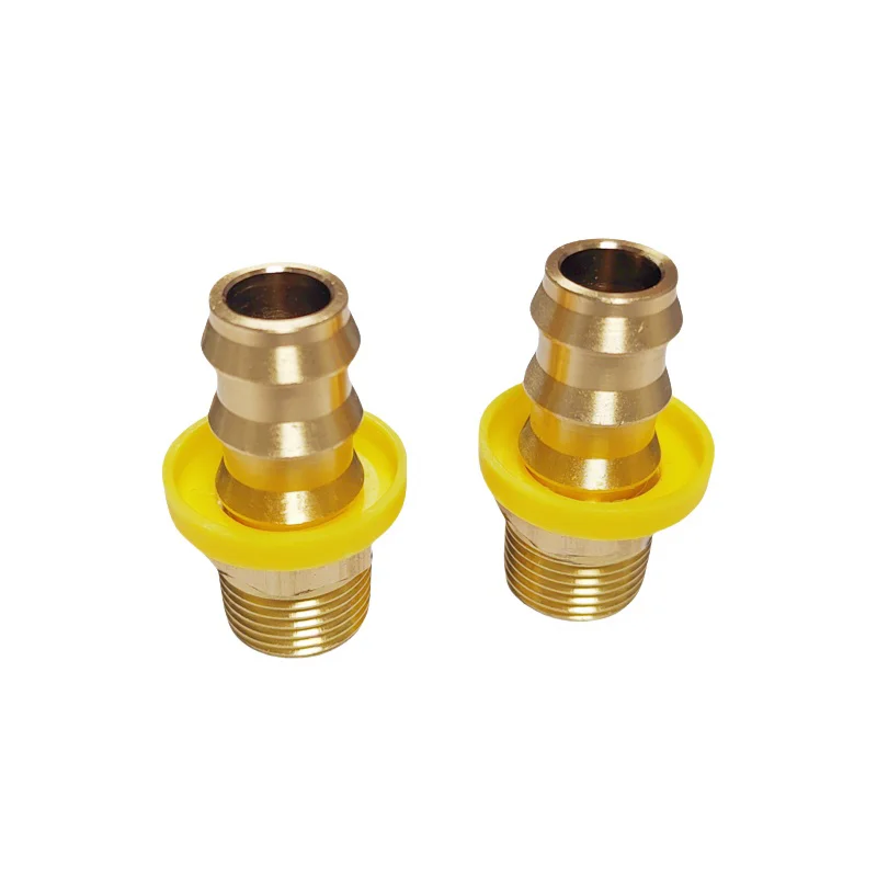 European Series Brass Hose Nipples Fitting with Yellow collar hex push on nozzles