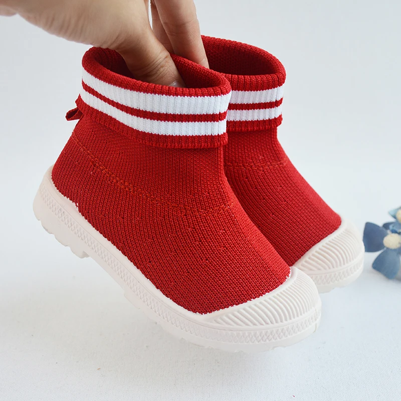 Оптовая продажа, новые модные детские вязаные сетчатые тканевые прочные Зимние удобные сапоги, детские теплые уличные сапоги