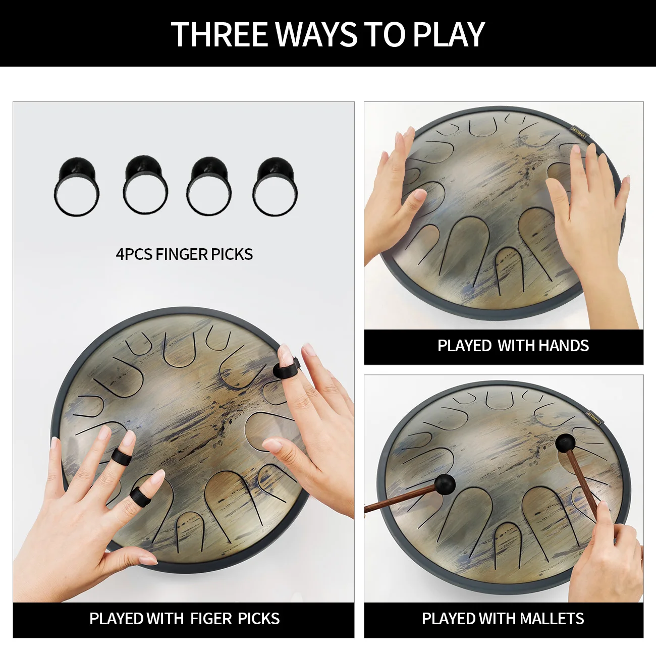 ASTEMAN Steel Tongue Drum Universe series Saturn14 inch 14 tone C key  Lotus Steel Tongue Drum