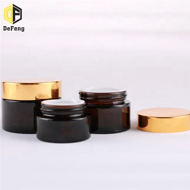 
Amber glass cream bottle with gold cap 20g 30g 50g 