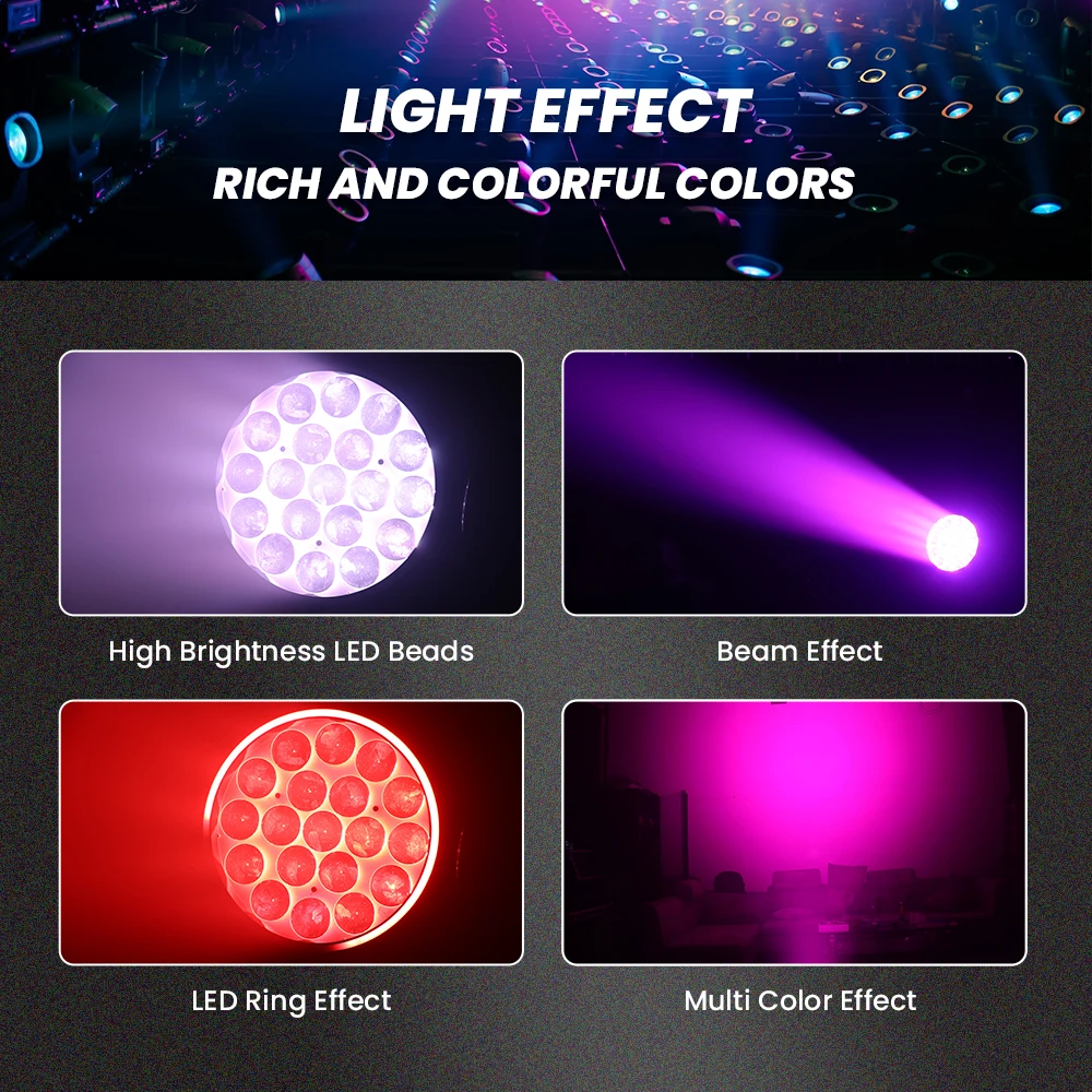 Wholesale 19X15W Zoom LED Moving Light RGBW 4in1 Dj Disco Stage Party Lights LED Pixel DMX Moving Head Wash Light