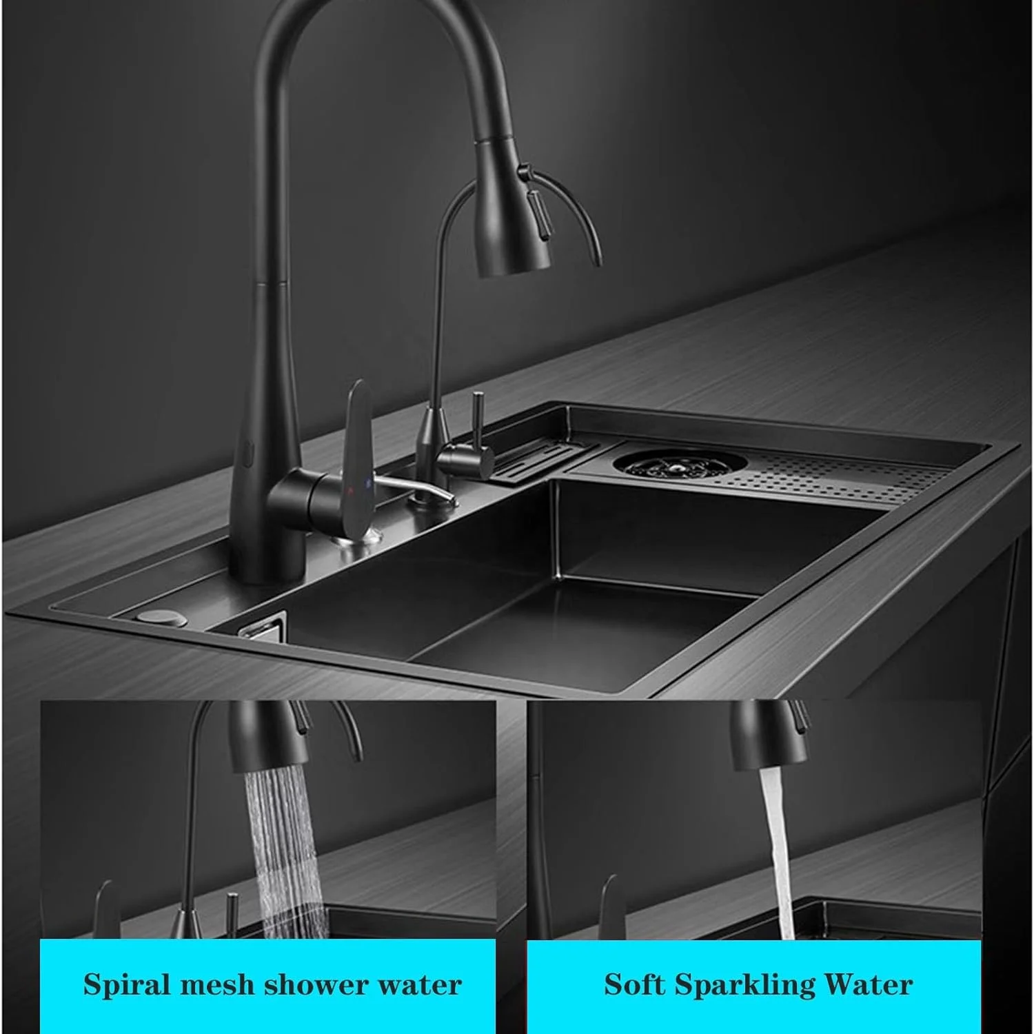 Manufacturer Stainless Steel Anti-scratch Handmade single bowl sinks dish storage rack smart sink kitchen with glass rinser