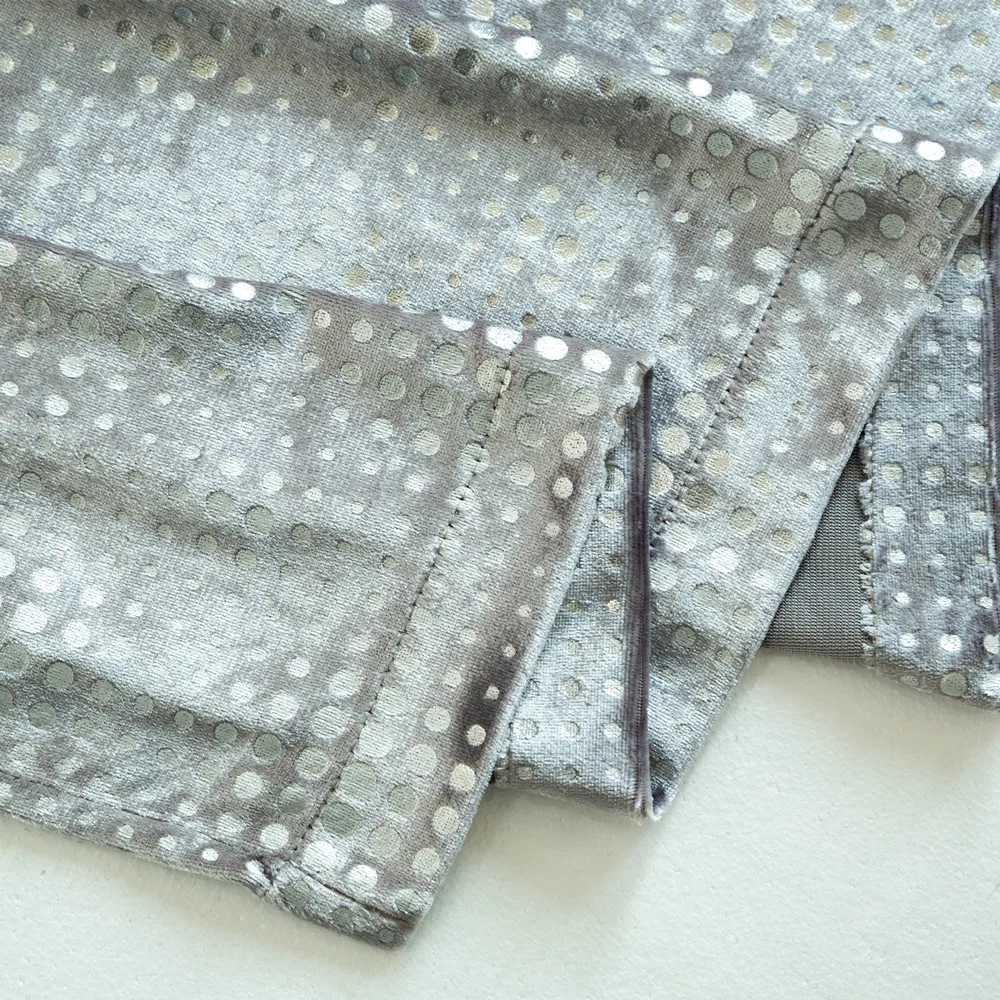 High ceiling 3D metallic printed velvet curtain silver shinning dot warm keep blind shade eyelets curtain