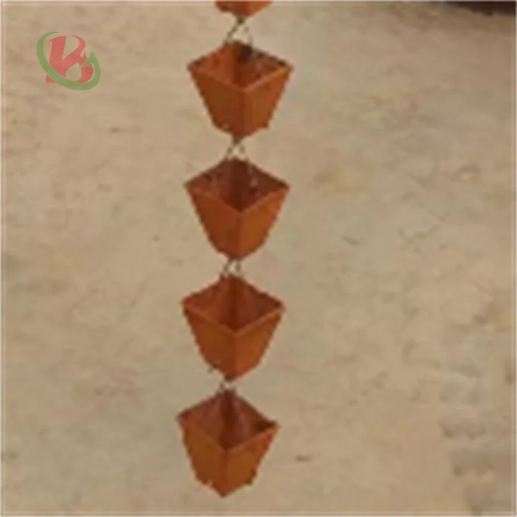 indoor waterfall rain water curtain for garden Corten Steel rain chain garden rain chain gutter drainage system