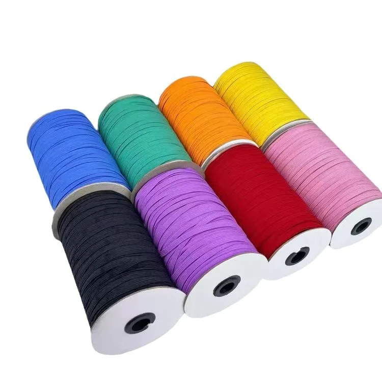 high quality Free sample manufacturer custom logo white elastic band flat Polyester 8mm