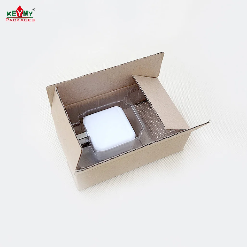 Corrugated Box eco-friendly phone charger tray package with box in Shenzhen, cheap charger packaging