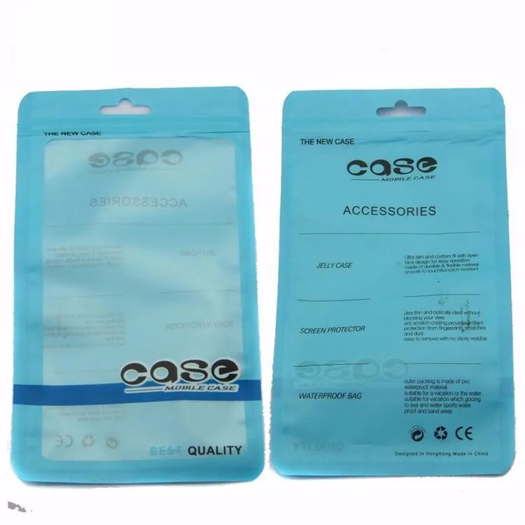 Custom Logo Printing Glossy Plastic Ziplock Clear  Bags Mobile Phone Case Cover Usb Cables Packaging Pouch