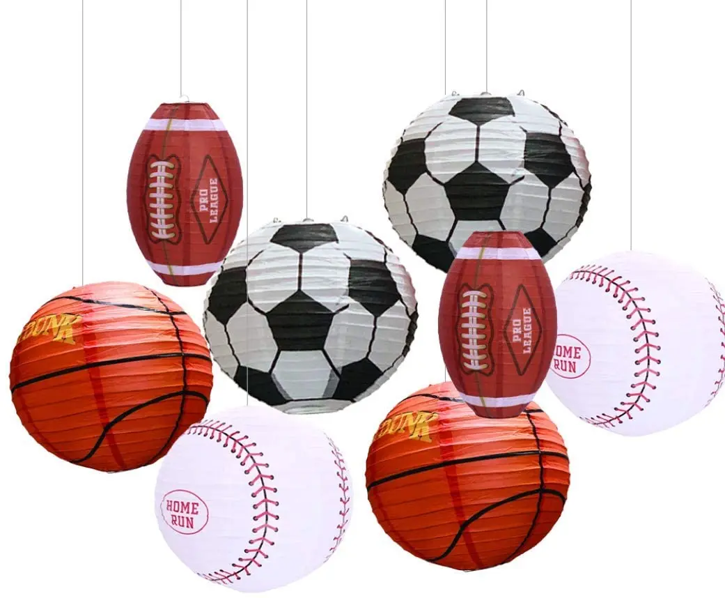 Festival Team Party Favor Soccer Ball Football Baseball Basketball Paper Lantern Lamps Celebration Decor